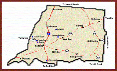 map of Shasta County